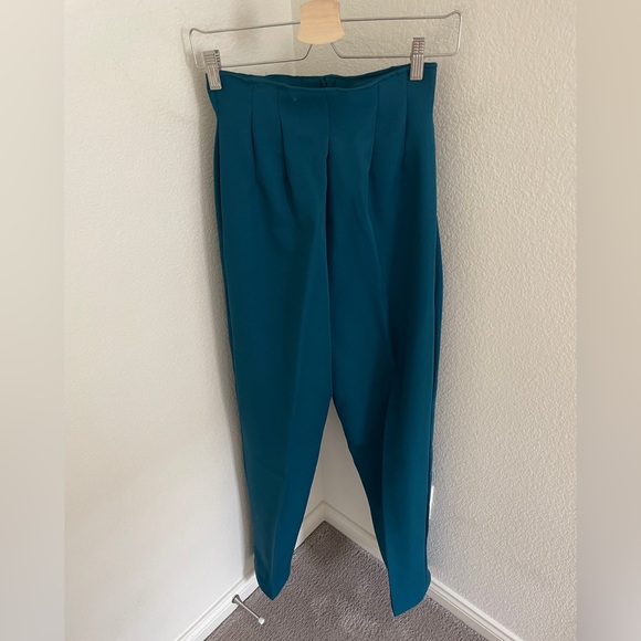 Teal Women's Two-Piece Pantsuit with Gold Buttons - Picture 3 of 12